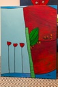 Peinture Acrylique sur toile trois fleurs rouge 100x80 cm