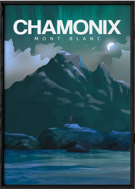 Affiche &quot;CHAMONIX Mont Blanc by night&quot;* produit français