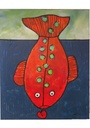 Peinture acrylique sur toile / poisson rouge coeur* création française