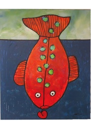 Peinture acrylique sur toile / poisson rouge coeur* création française